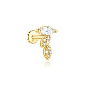 Elegant Gold and zircon cartridge Stud Earring